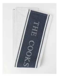 Alternative view of Best deal ???? The Cooks Collective Chefs Logo Tea Towel 3 Pack Blue ????