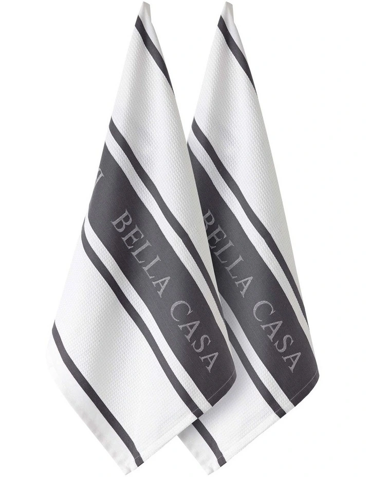Deals ❤️ Ladelle Bella Casa Kitchen Towel Pack Of 2 In White/Grey ???? 3 Deals ❤️ Ladelle Bella Casa Kitchen Towel Pack Of 2 In White/Grey ????