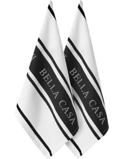 Best Pirce ❤️ Ladelle Bella Casa Kitchen Towel Pack Of 2 In White/Black ????