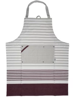 Wholesale ???? Jamie Oliver Grain House Stripe Apron In Burgundy And Warm Grey ????