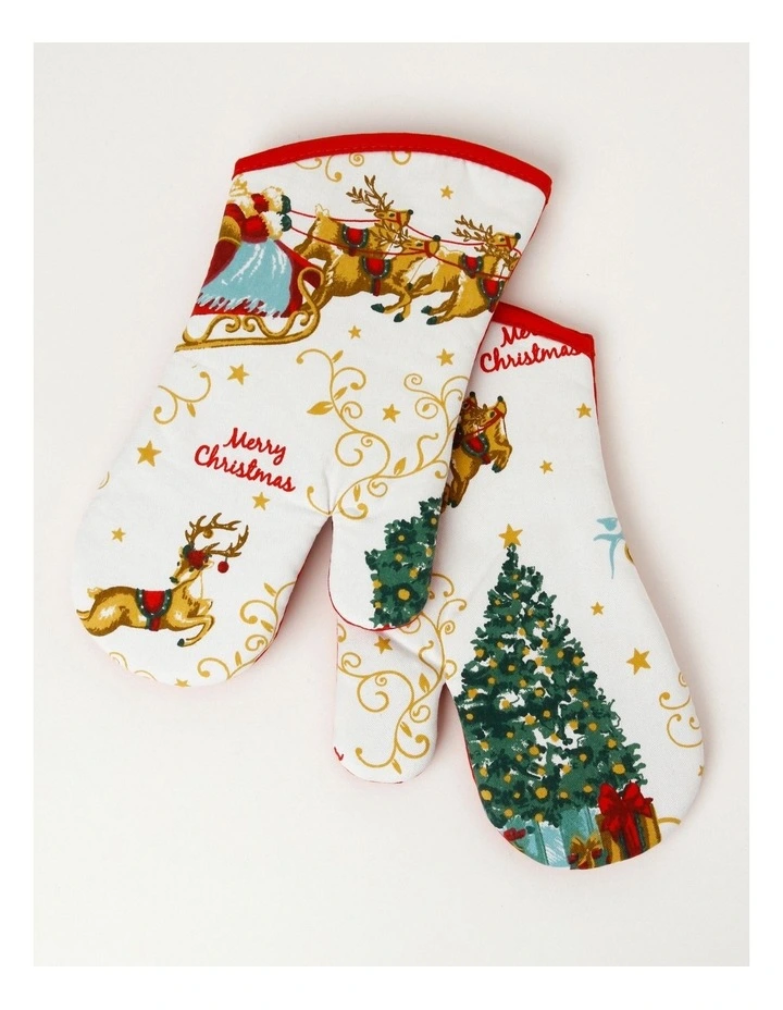 Outlet ???? The Cooks Collective ???? Christmas Novelty Oven Mitt Set Of 2 Festive Santa In White ???? 3 Outlet ???? The Cooks Collective ???? Christmas Novelty Oven Mitt Set Of 2 Festive Santa In White ????