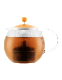 Hot Sale ???? Bodum Assam Tea Press With Glass Handle, Plastic Filter And Coloured Plastic Lid 1 Litre Yolk ✨