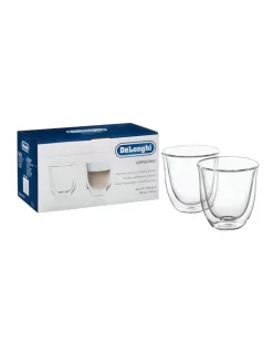 New ???? Delonghi 2 Cappuccino Glasses 190ml Capacity DBWALLCAPP ❤️